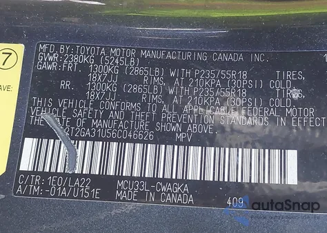 2006 Lexus Rx 330 из США, поврежденный, VIN 2T2GA31U56C046626